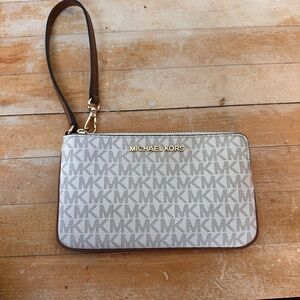 Michael Kors Monogram Cream Wristlet